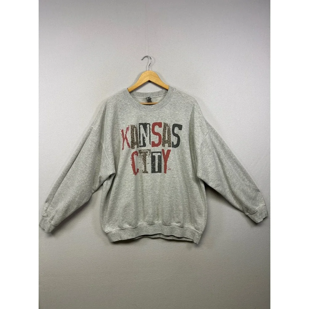 Gildan Streetwear Gameday Unisex XL Gray Kansas City Graphic Crewneck Sweatshirt